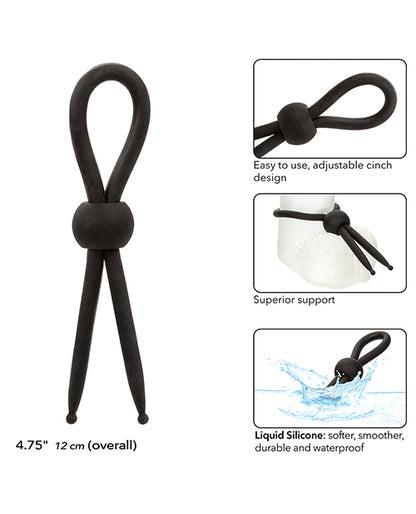Alpha Liquid Silicone Lasso Cock Ring -  Black