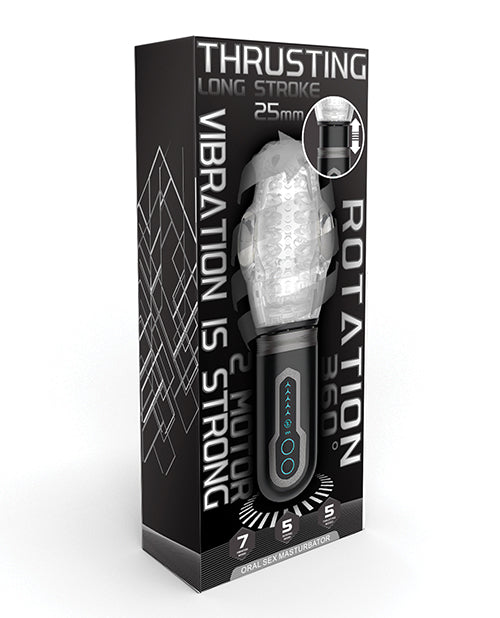 Thrusting, Vibrating & Rotating Oral Sex  Masturbator- Black