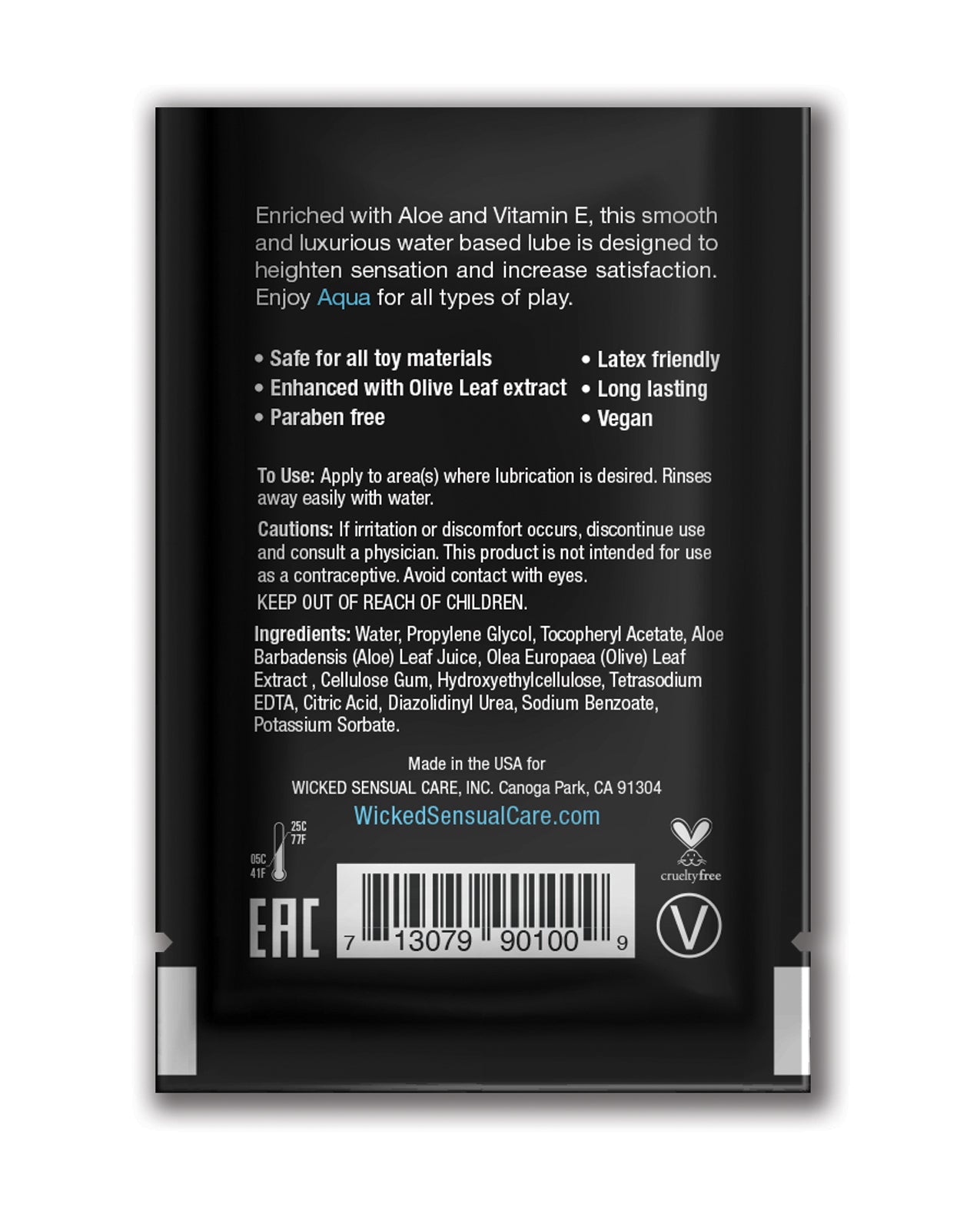 Wicked Sensual Care Aqua Water Based  Lubricant - .1 oz Fragrance Free