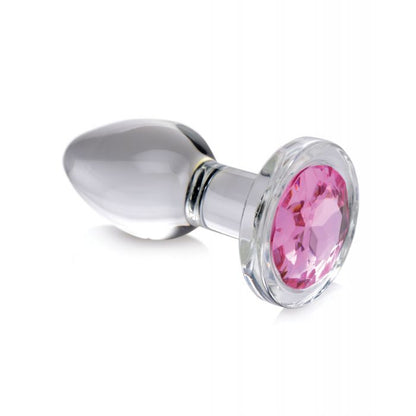 Booty Sparks Pink Gem Glass Anal Plug - Small