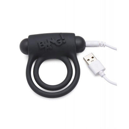 Bang! Vibrating Cock Ring & Bullet  w/Remote Control - Black