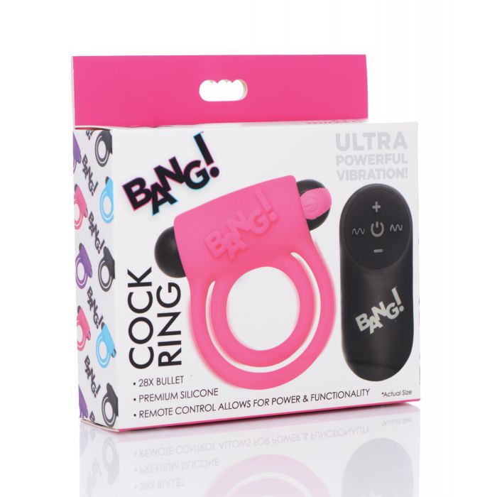 Bang! Vibrating Cock Ring & Bullet  w/Remote Control - Pink