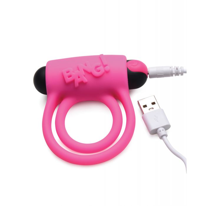 Bang! Vibrating Cock Ring & Bullet  w/Remote Control - Pink