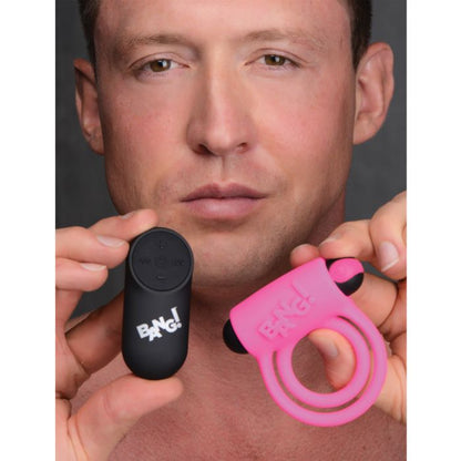 Bang! Vibrating Cock Ring & Bullet  w/Remote Control - Pink