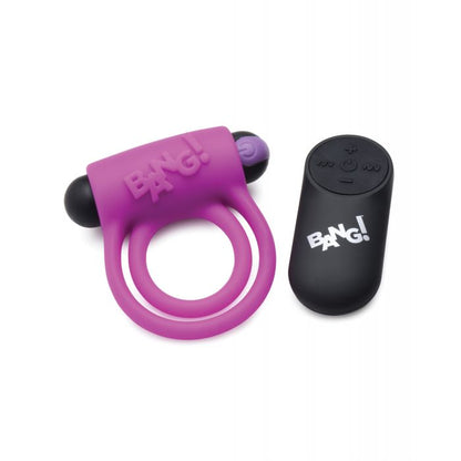 Bang! Vibrating Cock Ring & Bullet  w/Remote Control - Purple