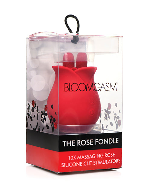 Bloomgasm The Rose Fondle 10X  Massaging Clit Stimulator - Red