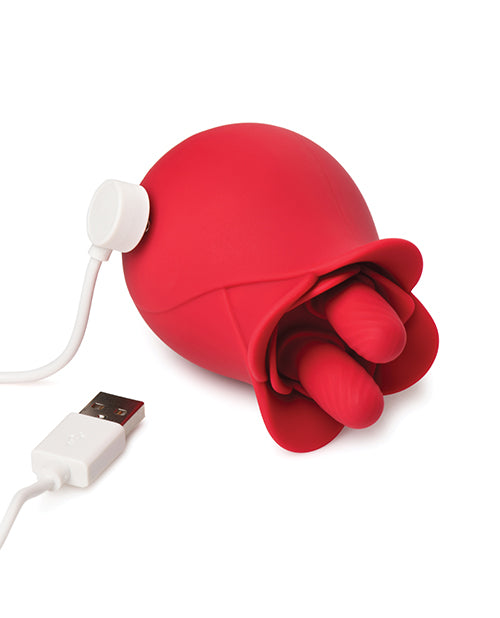 Bloomgasm The Rose Fondle 10X  Massaging Clit Stimulator - Red