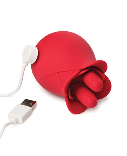 Bloomgasm The Rose Fondle 10X  Massaging Clit Stimulator - Red