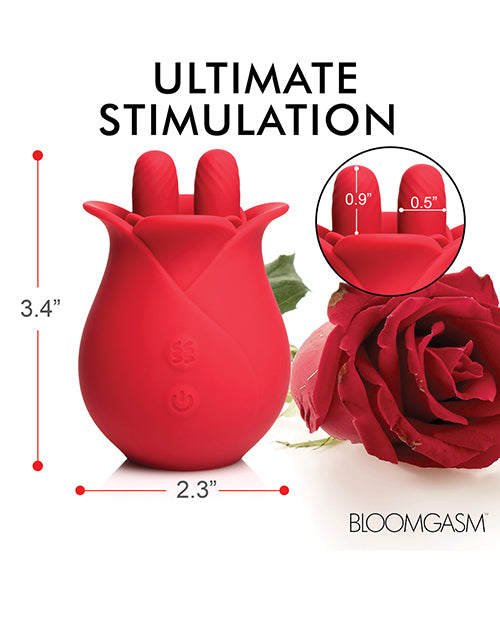 Bloomgasm The Rose Fondle 10X  Massaging Clit Stimulator - Red