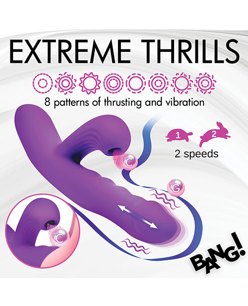 Bang! Thrusting & Sucking Rabbit Vibrator  - Purple