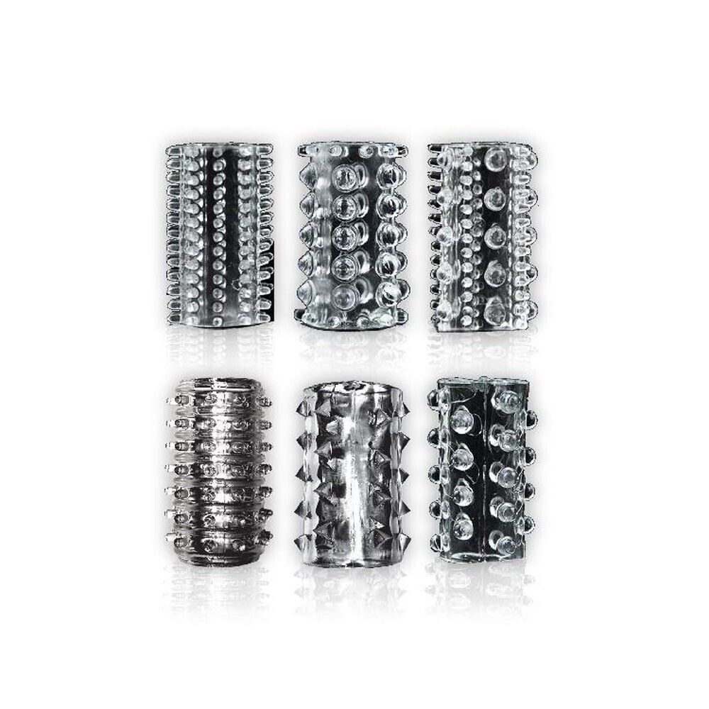 The 9's Crystalline TPR Cock Sleeve 6 Pack - Clear